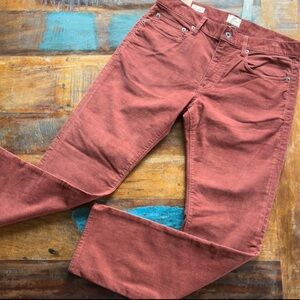 J Crew Rust Red Corduroy Pants Style 484, Size W31 L30, NWT